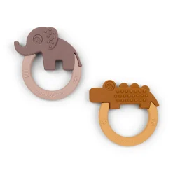 Anneau de dentition lot de 2 - Deer friends - Moutarde/Rose