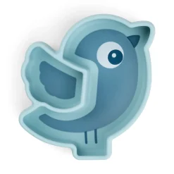 Assiette silicone avec ventouse - Birdee - Bleu