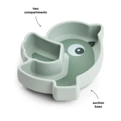 Assiette silicone avec ventouse - Birdee - Vert