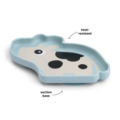 Assiette silicone avec ventouse - Dotti - Bleu