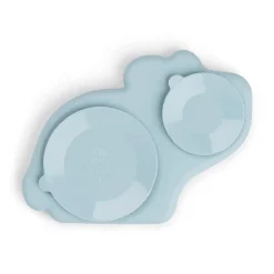 Assiette silicone avec ventouse - Dotti - Bleu