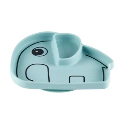 Assiette silicone avec ventouse - Elphee - Bleu