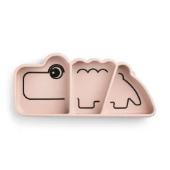 Assiette silicone avec ventouse - Croco - Rose