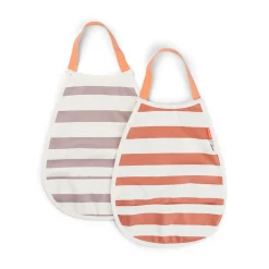 Bavoir élastique lot de 2 - Stripes - Papaye/Rose