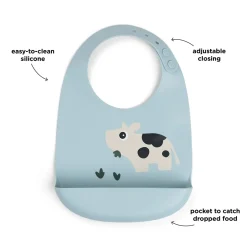 Bavoir silicone - Dotti - Bleu