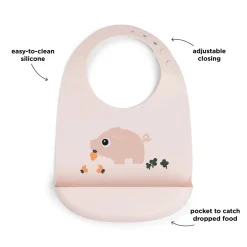 Bavoir silicone - Pigee - Rose
