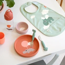 Bavoir velcro - Happy clouds - Vert