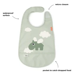 Bavoir velcro - Happy clouds - Vert