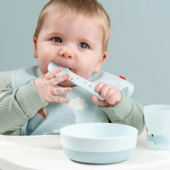 Bavoir velcro - Playground - Bleu