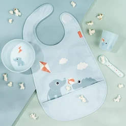 Bavoir velcro - Playground - Bleu