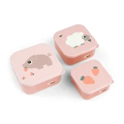 Boîte à goûter lot de 3 - Tiny farm - Rose