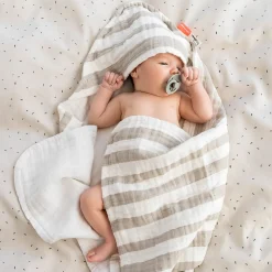 Cape de bain - Stripes - Rose