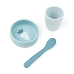 Coffret premier repas en silicone - Bleu