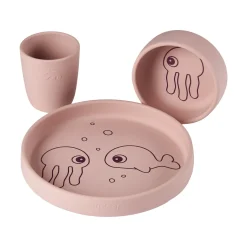 Coffret repas en silicone - Sea friends - Rose