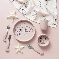 Coffret repas en silicone - Sea friends - Rose