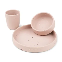 Coffret repas en silicone - Confetti - Rose