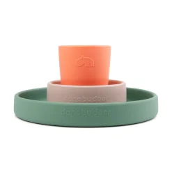 Coffret repas en silicone - Croco - Vert/Rose/Corail