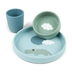 Coffret repas en silicone - Happy clouds - Bleu
