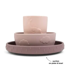 Coffret repas ventouse - Deer friends - Rose