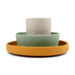 Coffret repas ventouse - Lalee - Vert/Moutarde/Sable