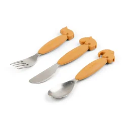 Couverts set de 3 Easy-grip - Deer friends - Moutarde