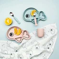 Cuillère et fourchette Easy-grip - Sea friends - Bleu