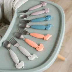 Cuillère et fourchette Easy-grip - Deer friends - Bleu