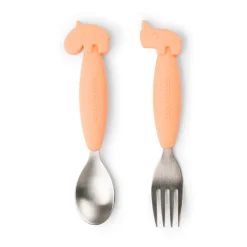 Cuillère et fourchette Easy-grip - Deer friends - Corail