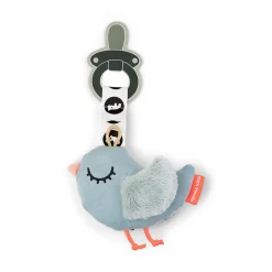 Doudou attache-sucette - Birdee - Bleu