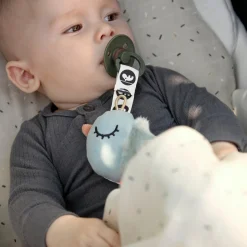 Doudou attache-sucette - Birdee - Bleu