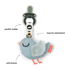 Doudou attache-sucette - Birdee - Bleu