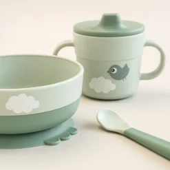 Foodie coffret premier repas ventouse - Happy clouds - Vert