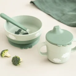 Foodie coffret premier repas ventouse - Happy clouds - Vert