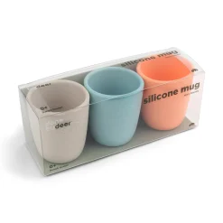 Gobelet silicone lot de 3 - Corail/Sable/Bleu