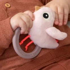 Hochet avec anneau de dentition - Birdee - Rose